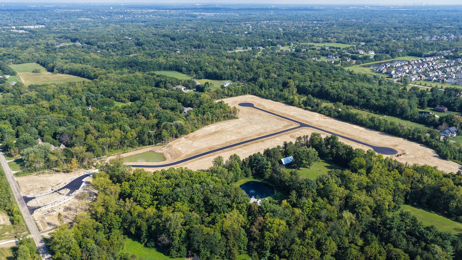 Aerial view of land development site